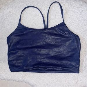 LN Aerie Faux leather Sports Bra in Navy-M